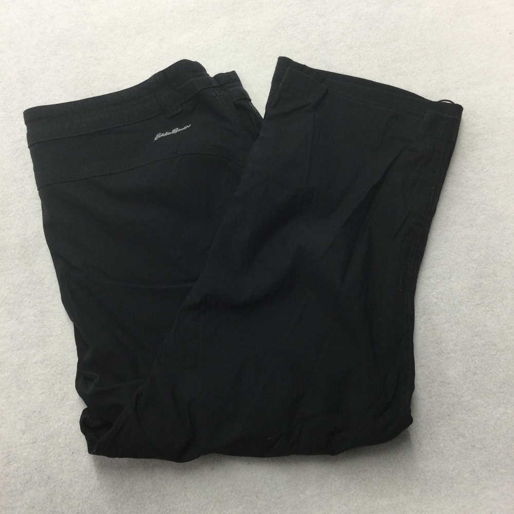 Eddie Bauer Capri Pants Womens 12 Black Tech Straight Leg Stretch Travel Casual